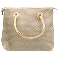 Gucci Micro Logo Gg Monogram Zip Tote 869766 Brown Coated Canvas Shoulder Bag