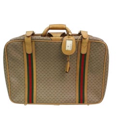 Vintage Gucci Micro Sherry Web Luggage Suitcase 870634 Brown Gg Coated Canvas Travel Bag
