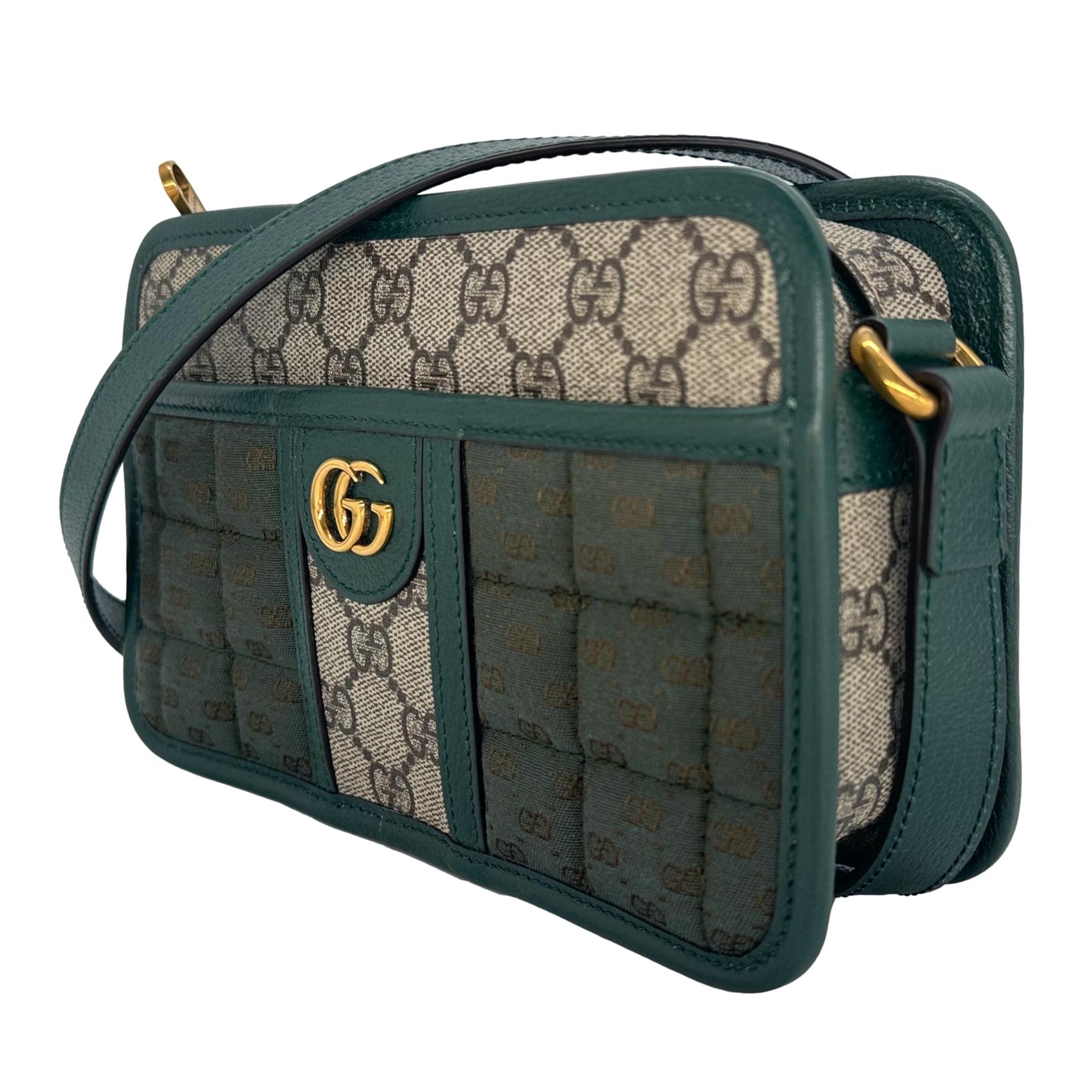 Gray Gucci Microguccisima GG Canvas Pattern Unisex Crossbody Shoulder Bag, 2023. For Sale