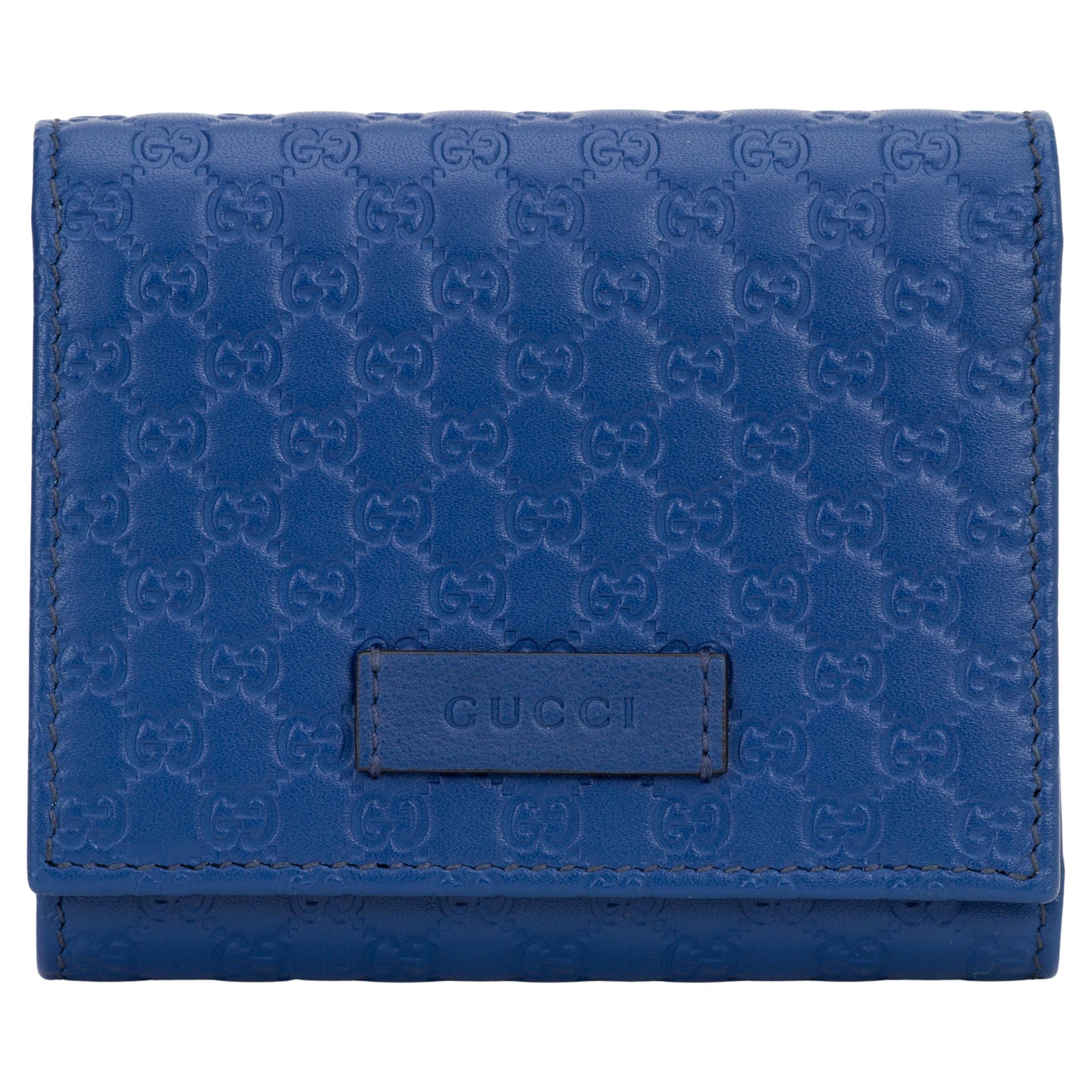 Portafoglio Gucci Microguccissima Flap Blu in vendita