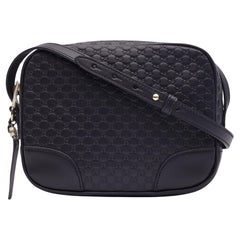 Used Gucci Microguccissima Leather Mini Bree Messenger Bag Black