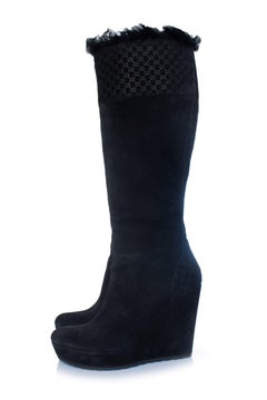 Gucci, Microguccissima suede wedge boots