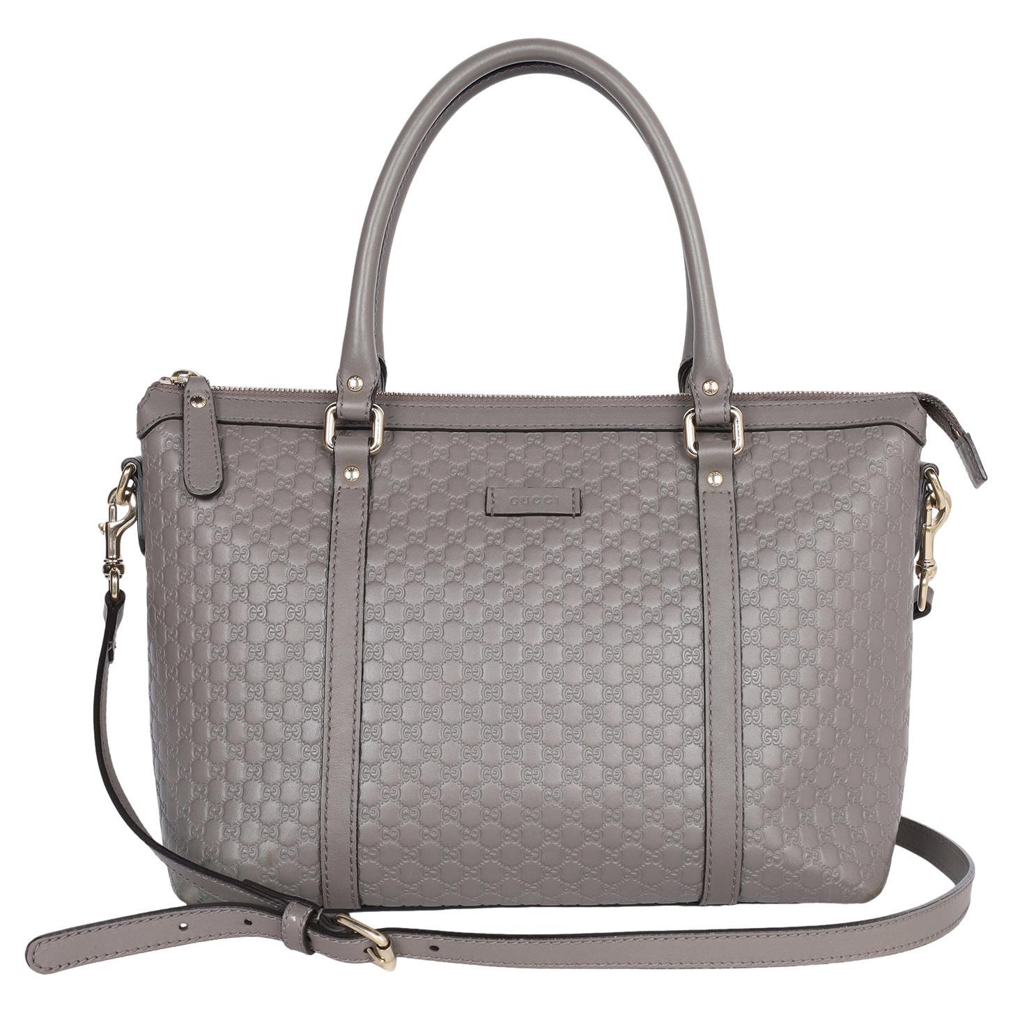 GUCCI Microguccissima Top Handle Bag grey en vente