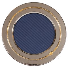 Gucci Mid-Century Modern Silver Plate and 14-Karat Gold Circular Picture Frame