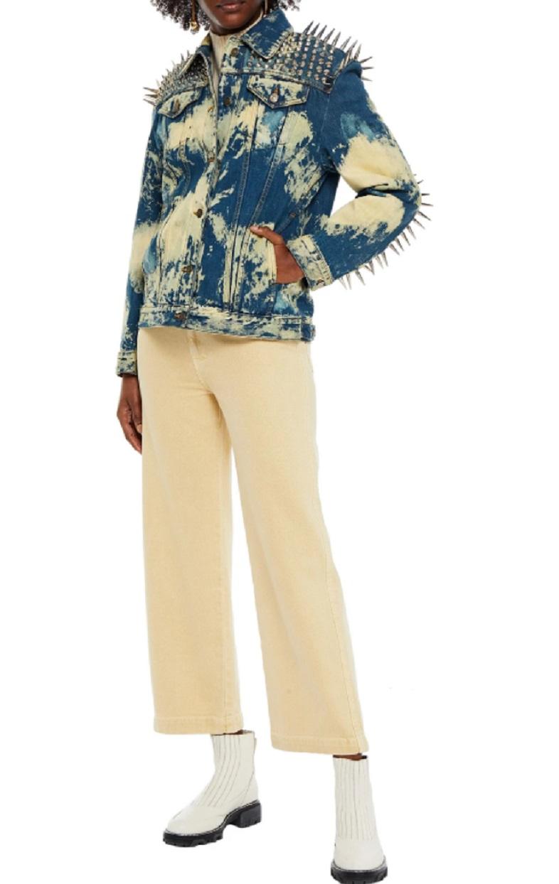 Mid-Wash gebleichte Denim-Jacke mit Nieten von Gucci im Angebot 4