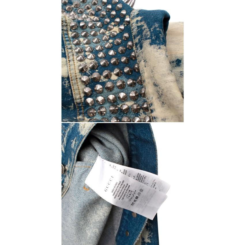 Mid-Wash gebleichte Denim-Jacke mit Nieten von Gucci im Angebot 3