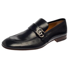 Gucci Midnight Blue Leather Double G Loafers Size 48