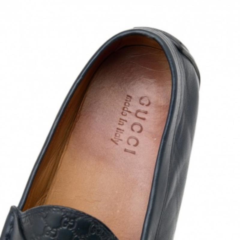 Gucci Mitternachtsblauer Micro Guccissima Leder Slip On Loafers Größe 42 1