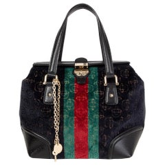 GUCCI bleu nuit VELVET HORSEBIT TREASURE SMALL BOSTON Sac