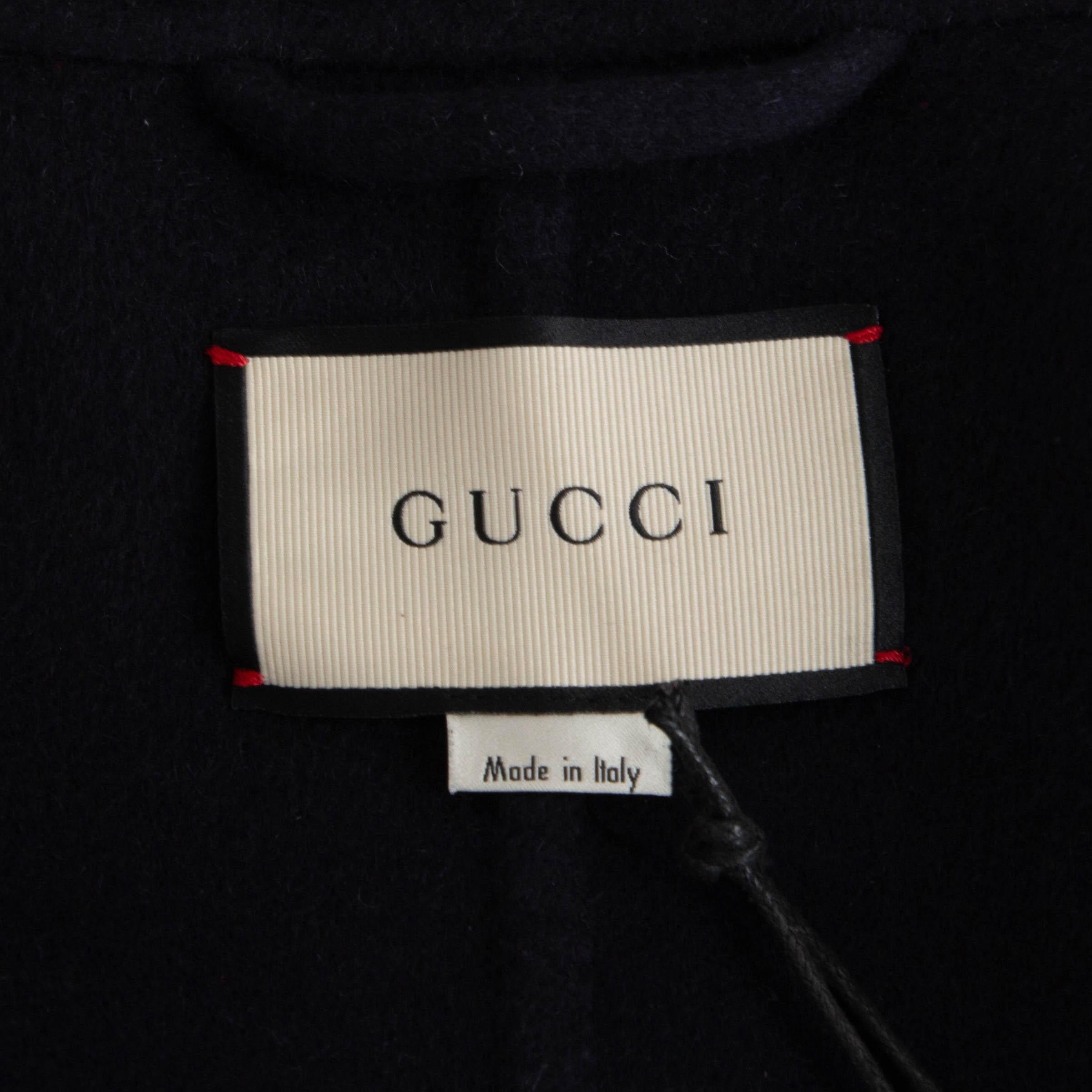 GUCCI midnight blue wool & angora 2018 FLOWER EMBELLISHED Jacket 42 M For Sale 1