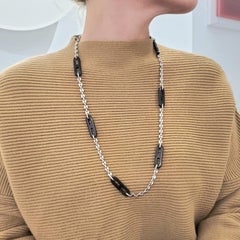 Gucci Milan Vintage Mariner Chain Sautoir in .925 Sterling with Ebony Wood