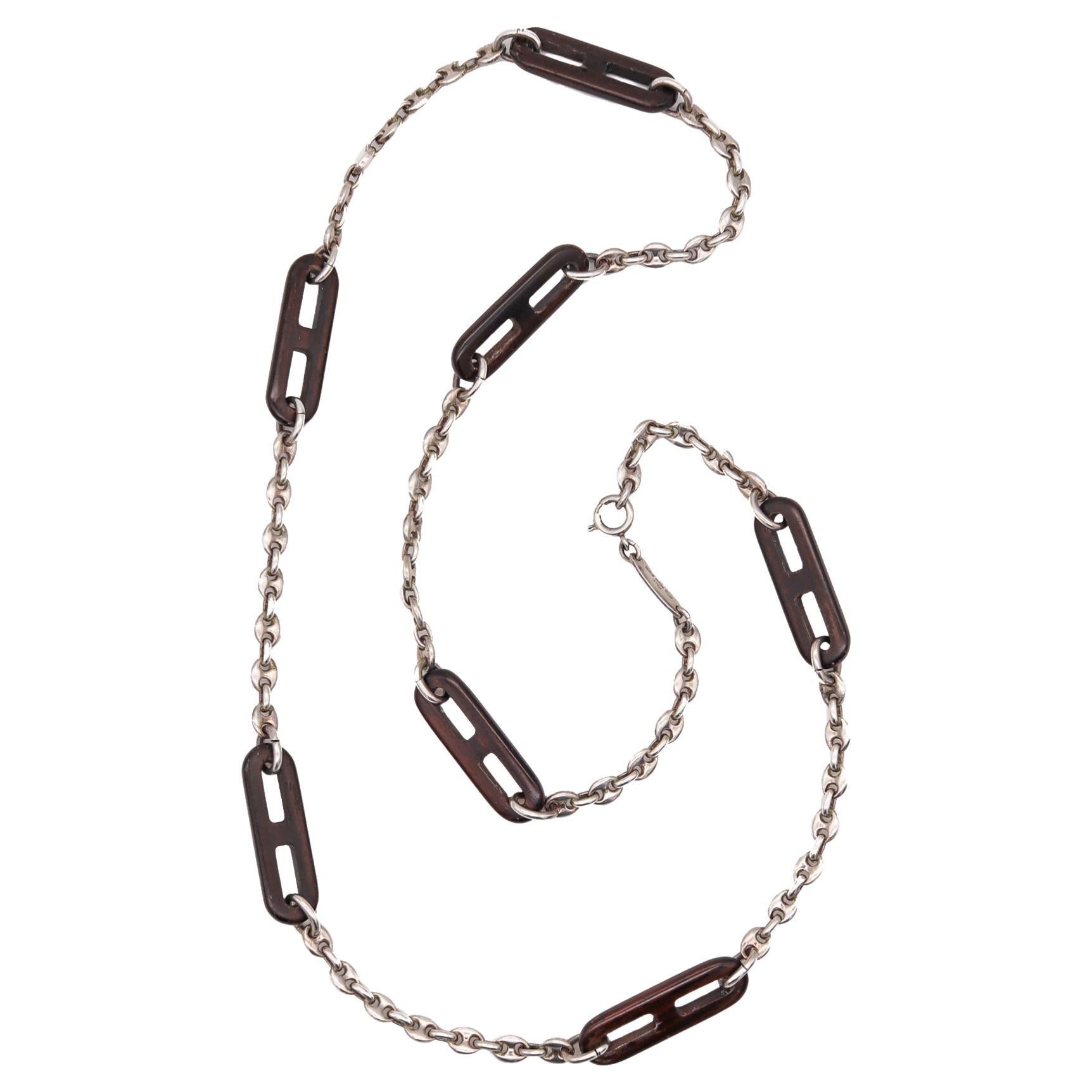 Gucci Milan Vintage Mariner Chain Sautoir in .925 Sterling with Ebony Wood