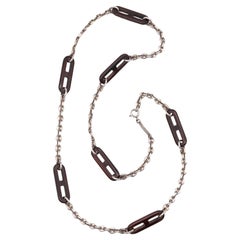 Gucci Milan Retro Mariner Chain Sautoir in .925 Sterling with Ebony Wood