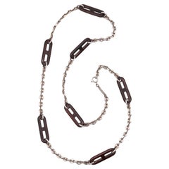 Gucci Milan Vintage Mariner Chain Sautoir en .925 Sterling with Ebony Wood