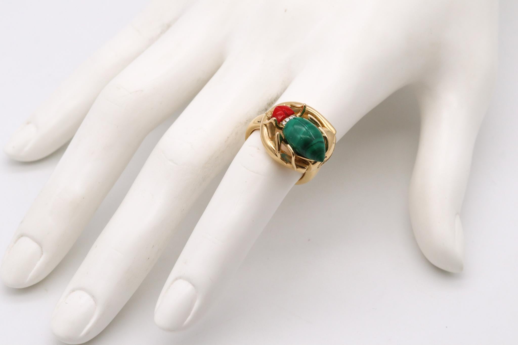 Youthful horse-bit Beetle ring designed by Gucci.

A vintage playful piece made in Italy in very limited edition. This ring is part of the horse-bit beetles collection, crafted in solid 18 karats of high polished yellow gold. 

Featuring one jeweled