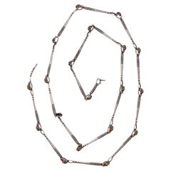 Gucci Milano 1970 Sombrero de jinete ecuestre Cadena Sautoir Plata de ley y esmalte
