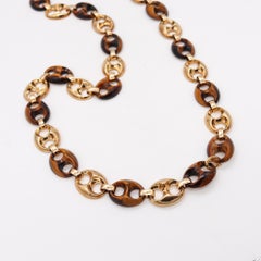 Gucci Milano 1970 Mariner Long Necklace Sautoir in 18Kt Gold with Tiger Quartz
