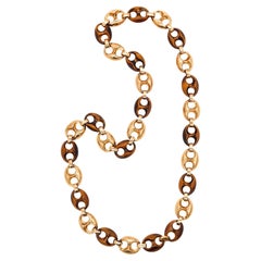 Gucci Milano 1970 Mariner Long Necklace Sautoir in 18Kt Gold with Tiger Quartz
