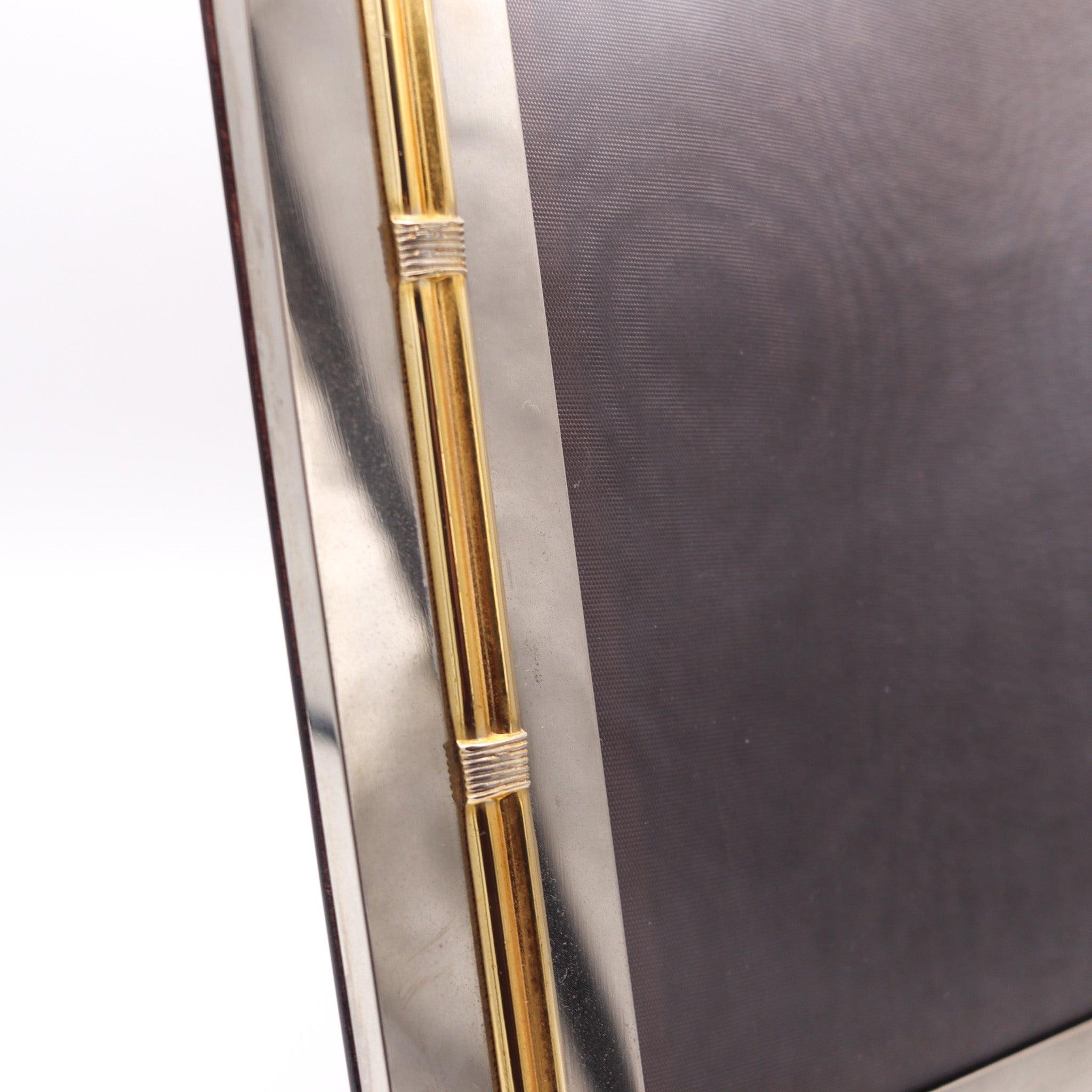 GUCCI Milano 1970 Table-Desk Picture Frame In Polished Chrome and Gilt Bronze 4