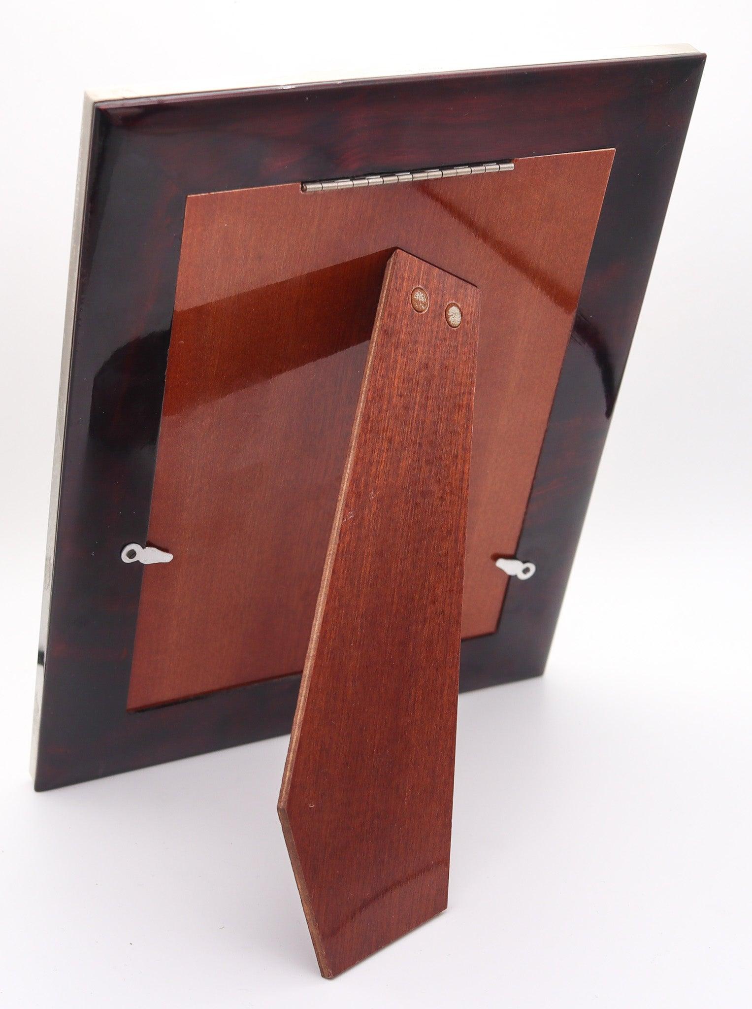 Late 20th Century GUCCI Milano 1970 Table-Desk Picture Frame In Polished Chrome and Gilt Bronze