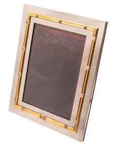 GUCCI Milano 1970 Table-Desk Picture Frame In Polished Chrome and Gilt Bronze
