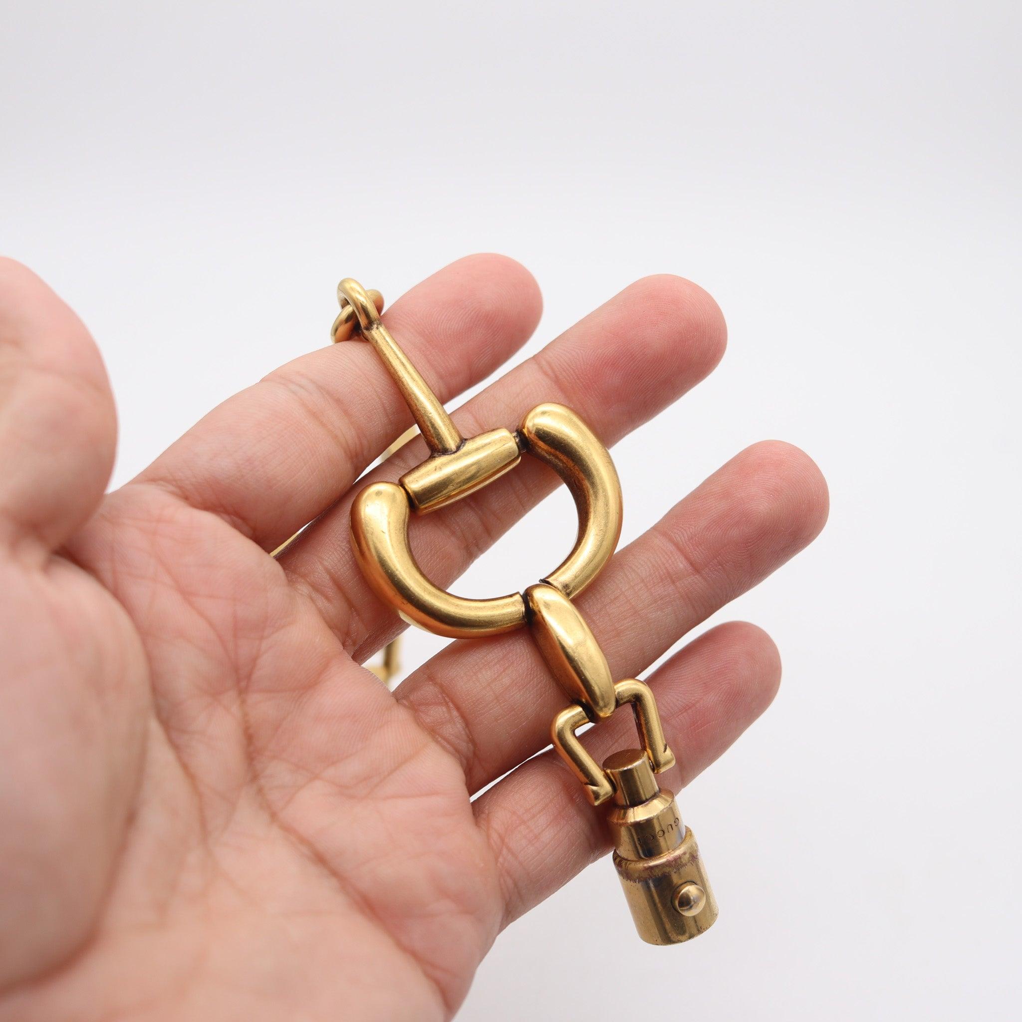 GUCCI Milano 1970 Vintage Double Horsebit Bracelet In Solid Gilt Bronze 5