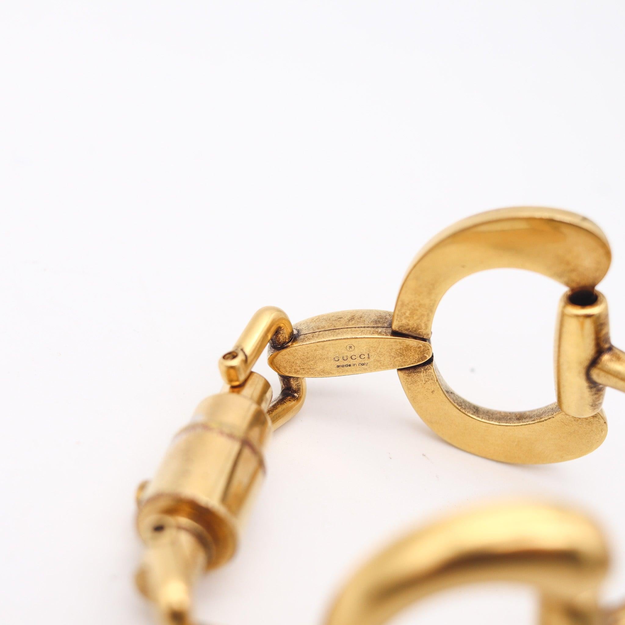 GUCCI Milano 1970 Vintage Double Horsebit Bracelet In Solid Gilt Bronze In Excellent Condition In Miami, FL