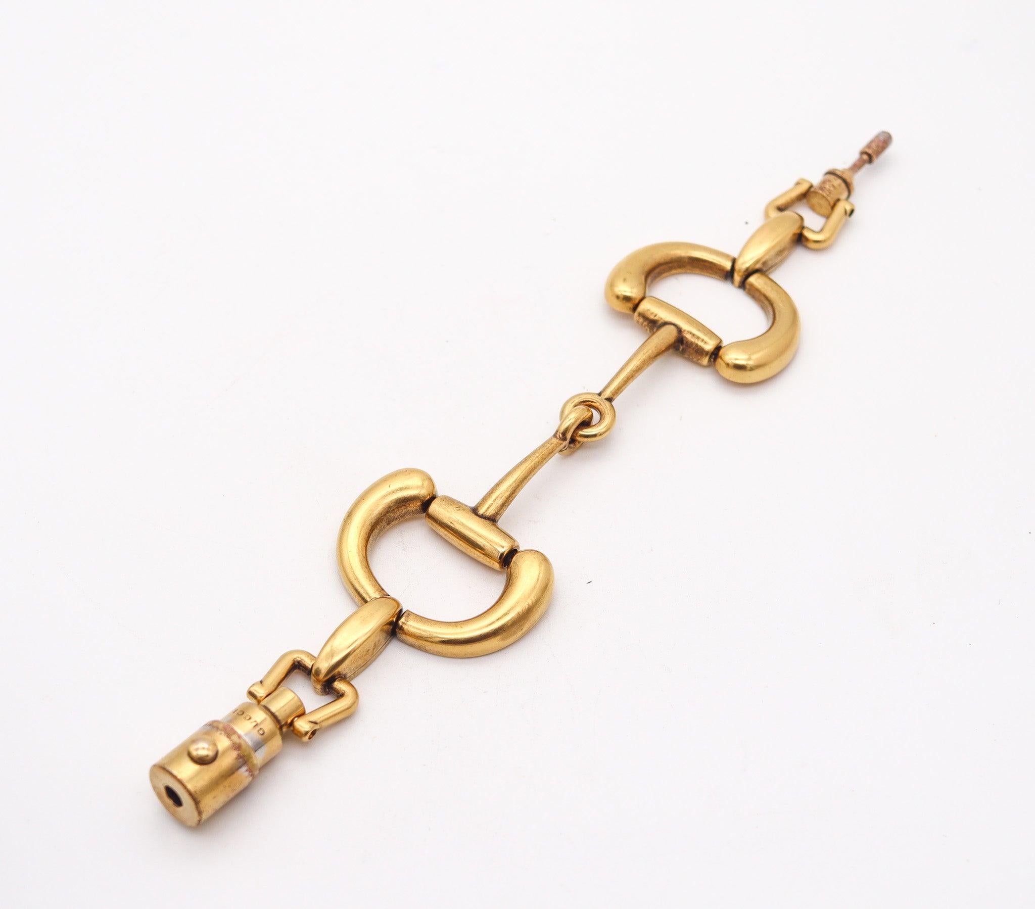 GUCCI Milano 1970 Vintage Double Horsebit Bracelet In Solid Gilt Bronze 1