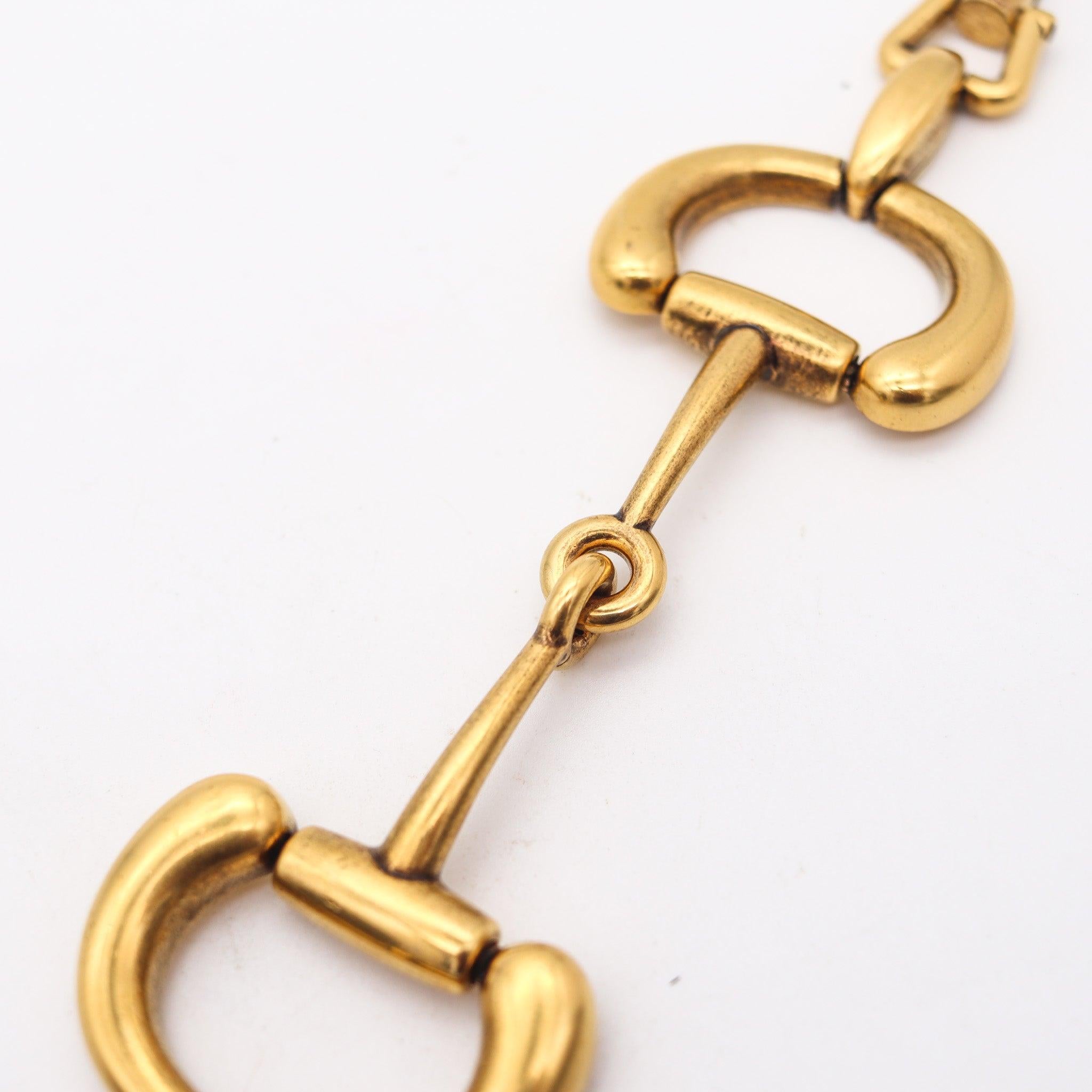 GUCCI Milano 1970 Vintage Double Horsebit Bracelet In Solid Gilt Bronze 3