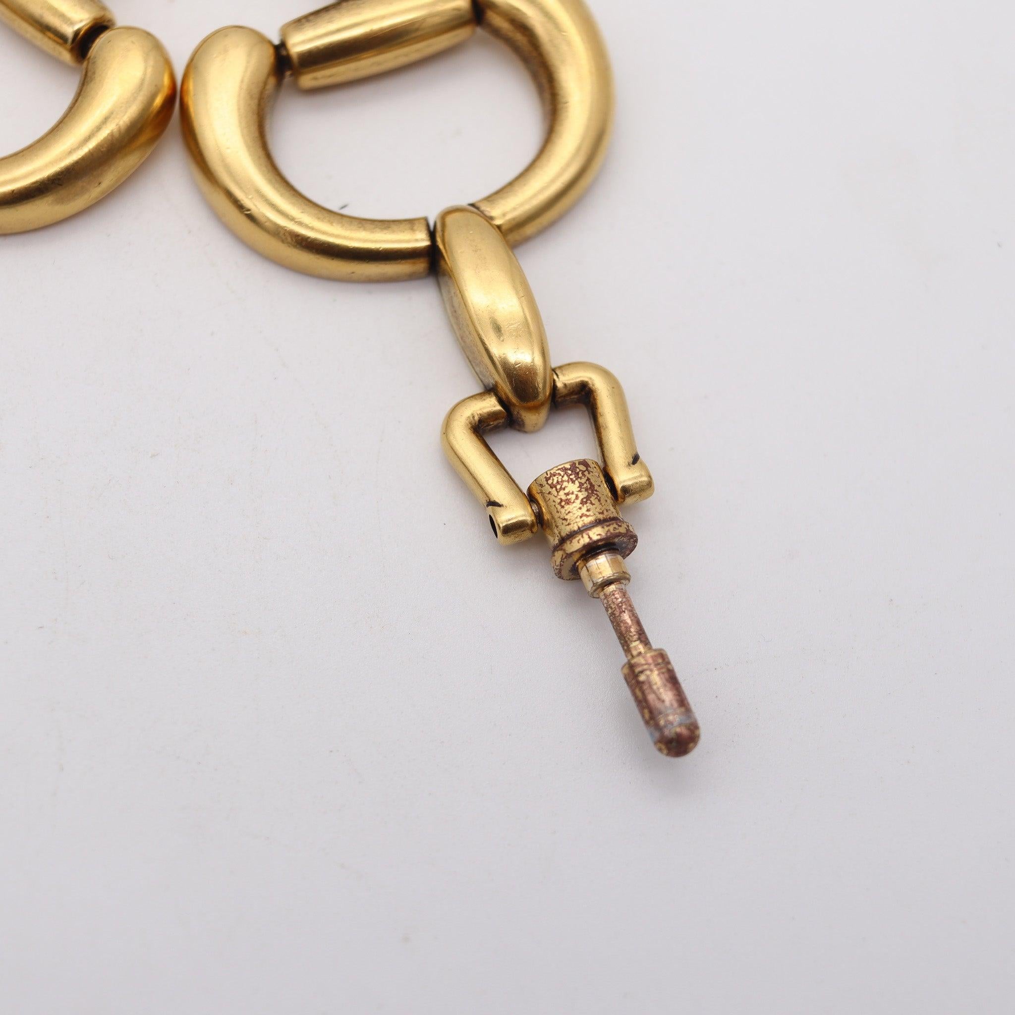 GUCCI Milano 1970 Vintage Double Horsebit Bracelet In Solid Gilt Bronze 4
