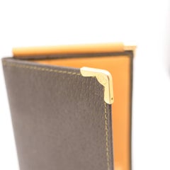 GUCCI Milano 1970 Vintage Foldable Thin Wallet In Brown Leather & Gilt Bronze