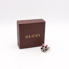 Gucci Milano 2018 Bosco And Orso Enameled Ring In Solid .925 Sterling Silver