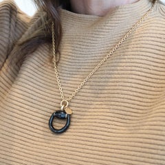 GUCCI Milano Enameled Horsebit Dangle Drop Necklace-Pendant In 18Kt Yellow Gold