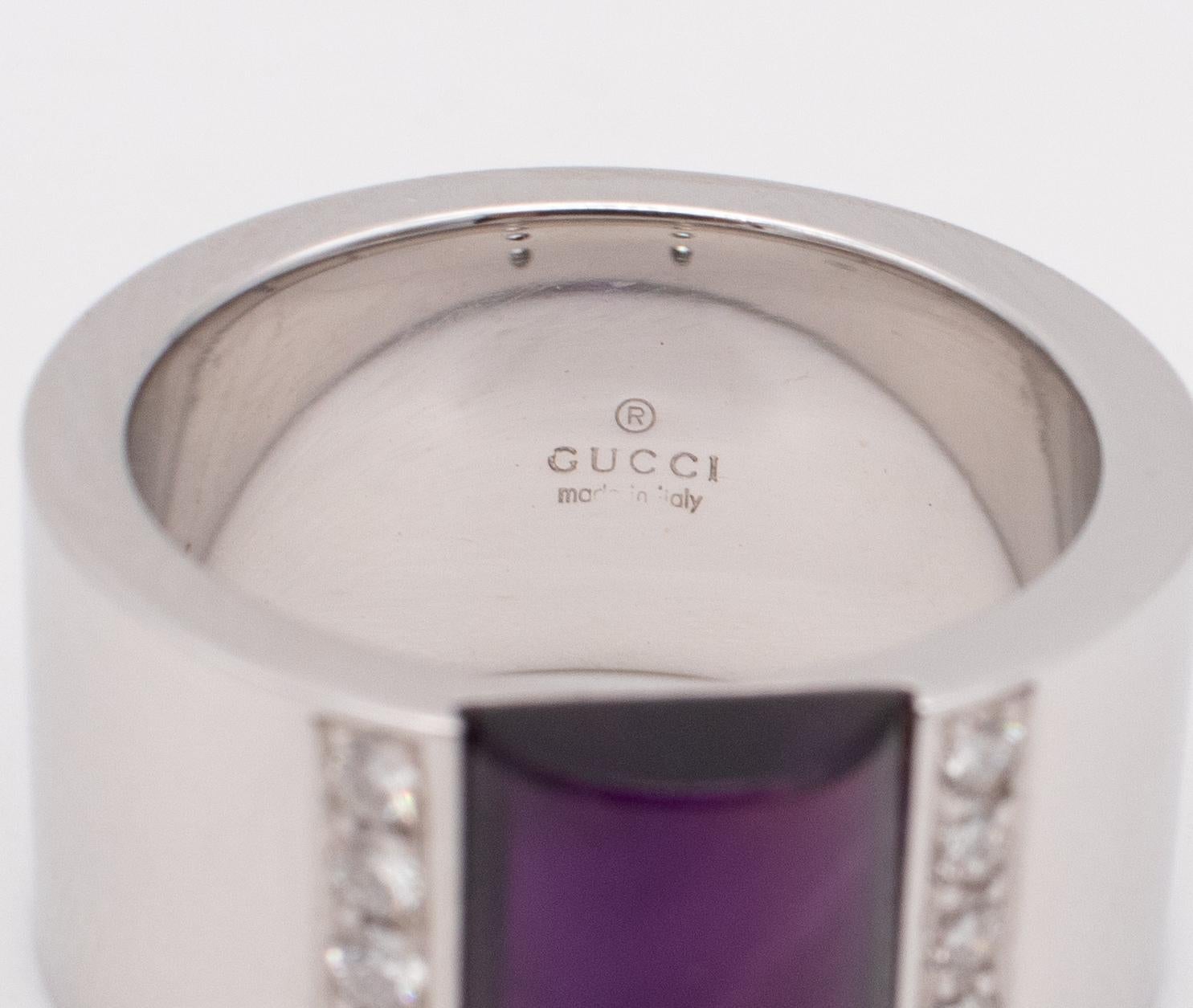 Gucci Milano Geometric Ring in 18Kt White Gold with 3.10 Cts in Diamonds and Car 2