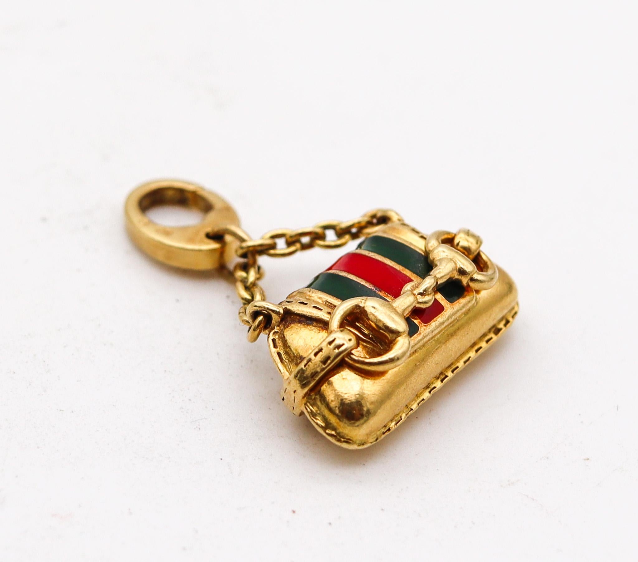 Bag charm pendant designed by Gucci.

Beautiful vintage pendant charm created in Firenze Italy, by the luxury house of Gucci. This pendant has been crafted in the shape of the iconic bag with horsebit design in solid yellow gold of 18 karats with