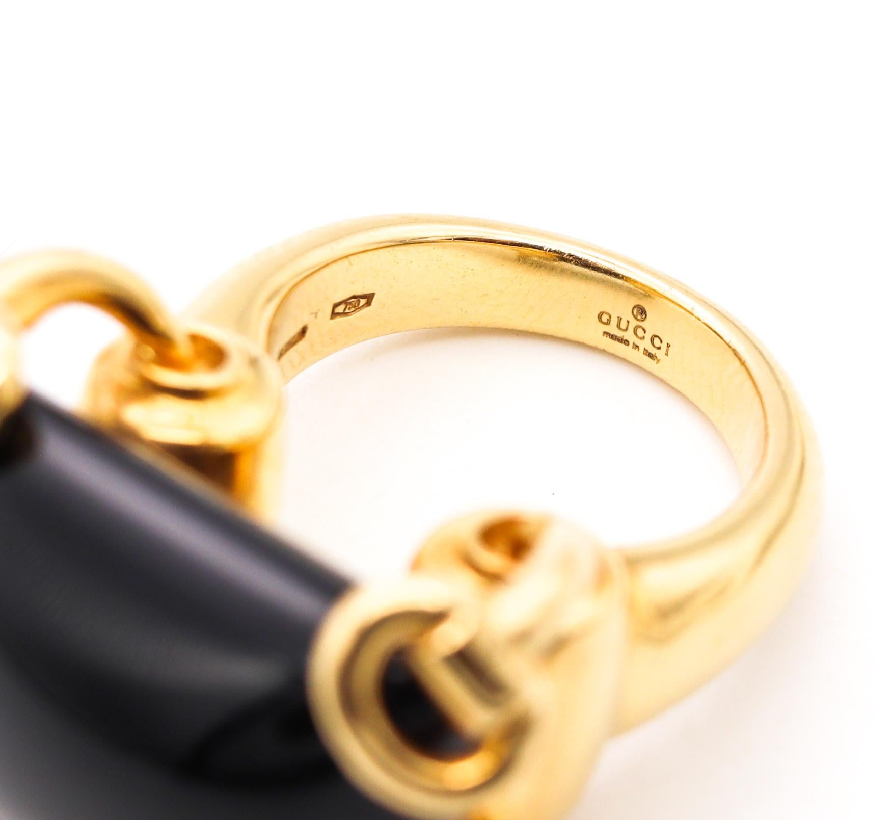 Gucci Milano Horsebit Cocktail Ring in 18Kt Yellow Gold with 26 Cts Black Onyx 3