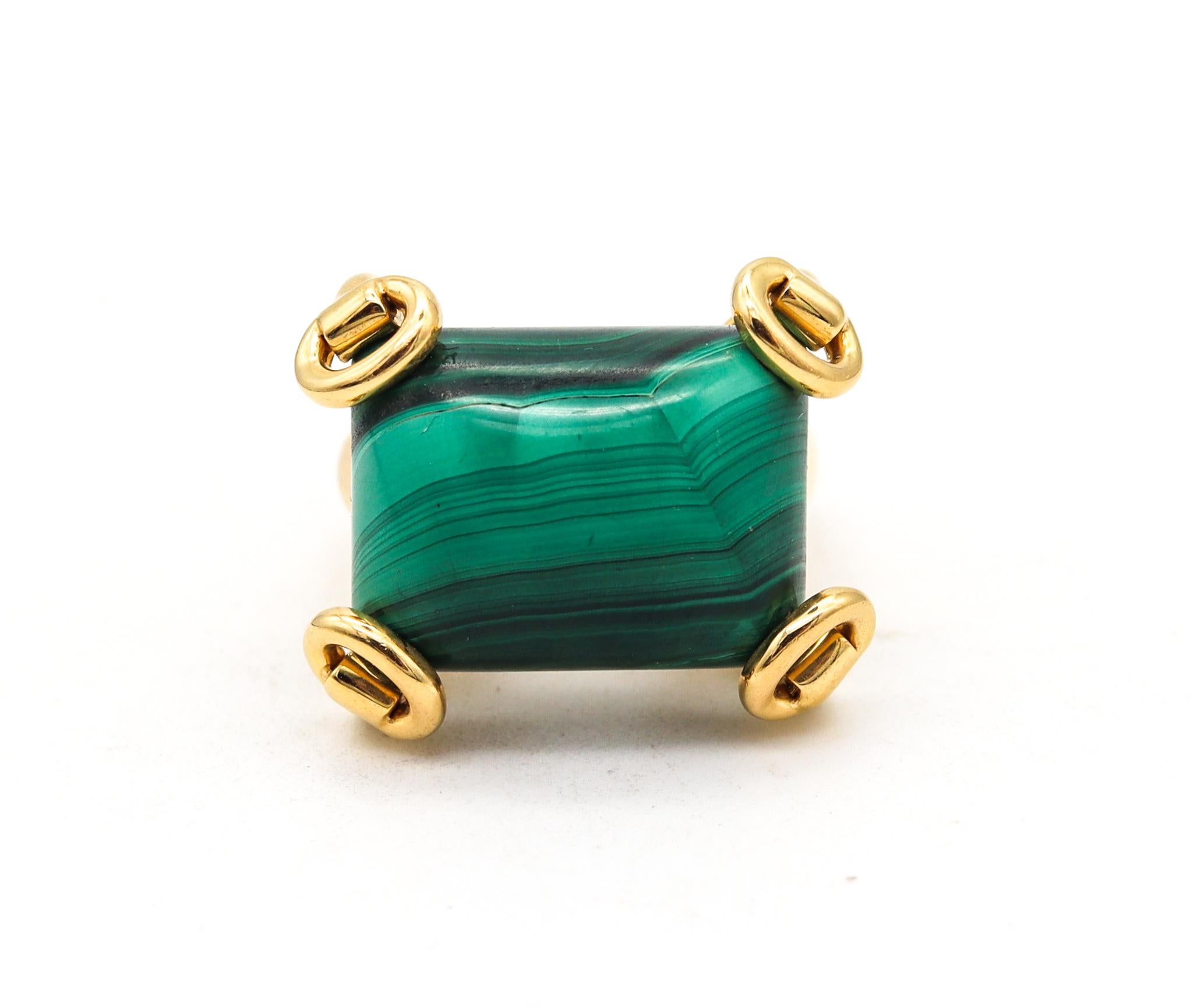 Gucci Milano Horsebit Cocktail Ring In 18Kt Yellow Gold with 26.65 Cts Malachite For Sale 1