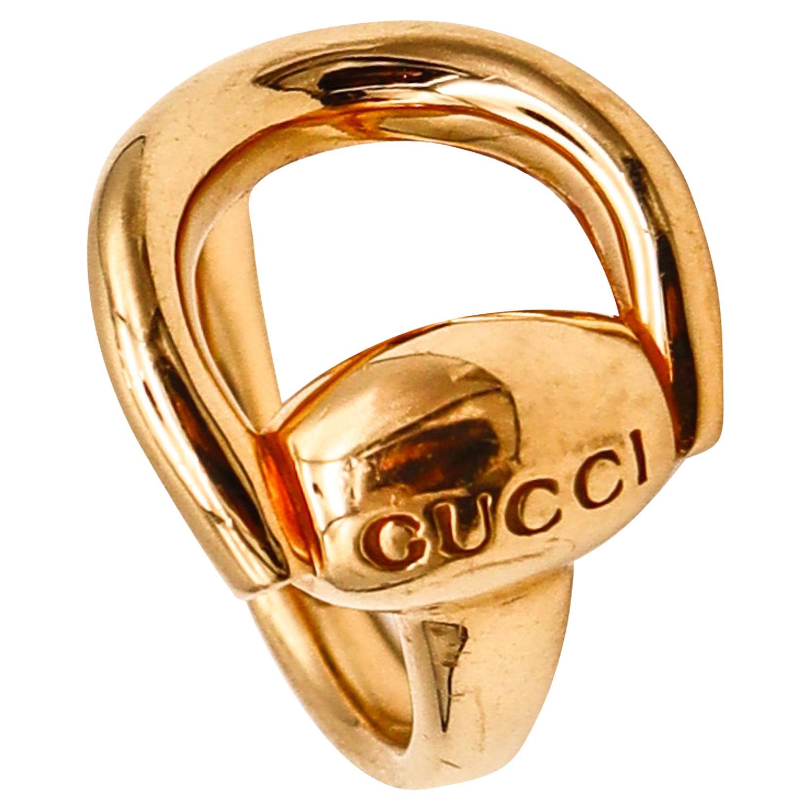 Gucci Milano Horsebit Cocktail Ring in Solid 18kt Yellow Gold