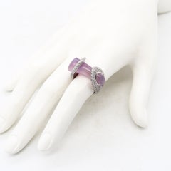 Gucci Milano Rare Sculptural Free Form Ring 18Kt Gold 20.02 Cts Diamonds & Agate