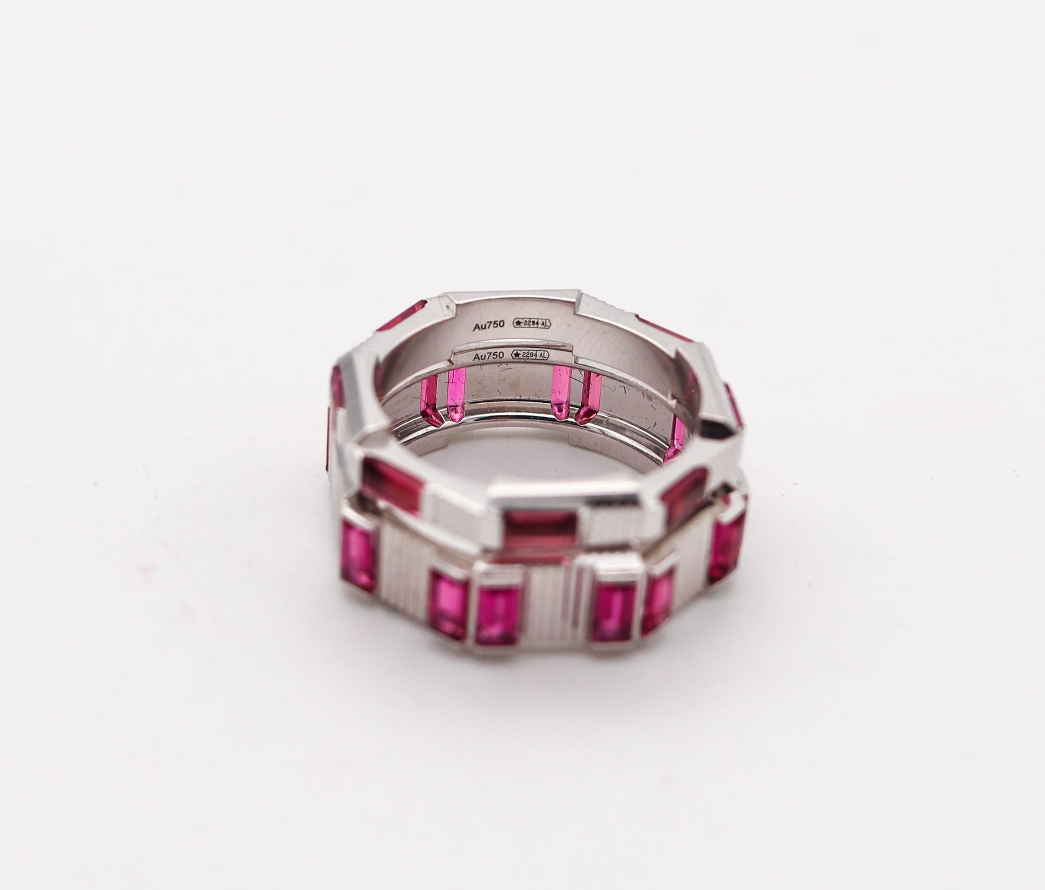 Modern Gucci Milano Stackable Links To Love Duo Rings In 18Kt Gold 2.20 Ctw Tourmaline For Sale