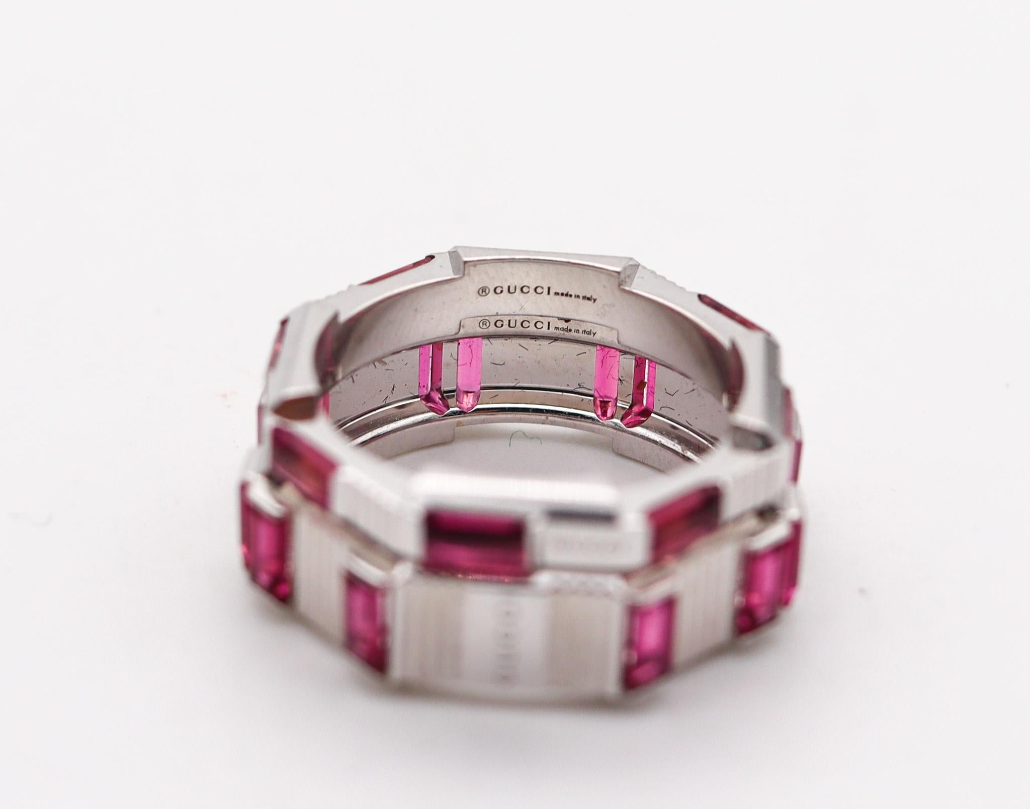 Baguette Cut Gucci Milano Stackable Links To Love Duo Rings In 18Kt Gold 2.20 Ctw Tourmaline