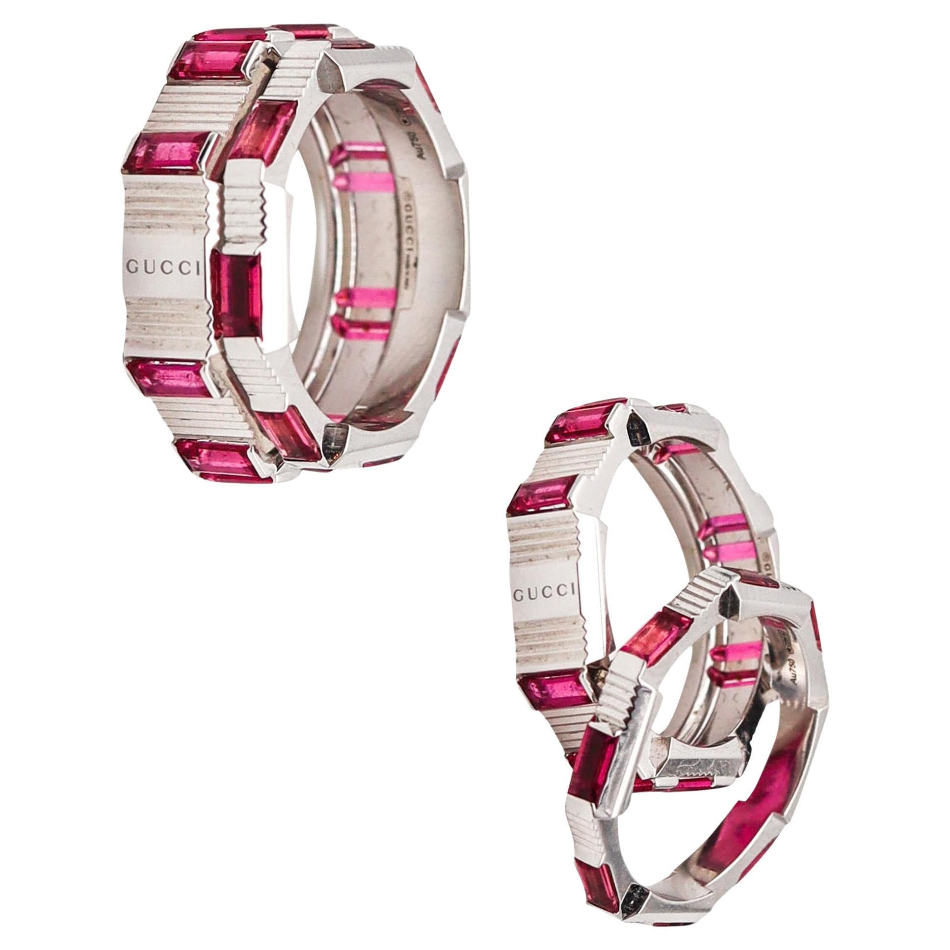 Gucci Milano Stackable Links To Love Duo Rings In 18Kt Gold 2.20 Ctw Tourmaline For Sale