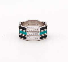 Gucci Milano Stackable Links To Love Trio Rings In 18Kt Gold Diamonds And Enamel