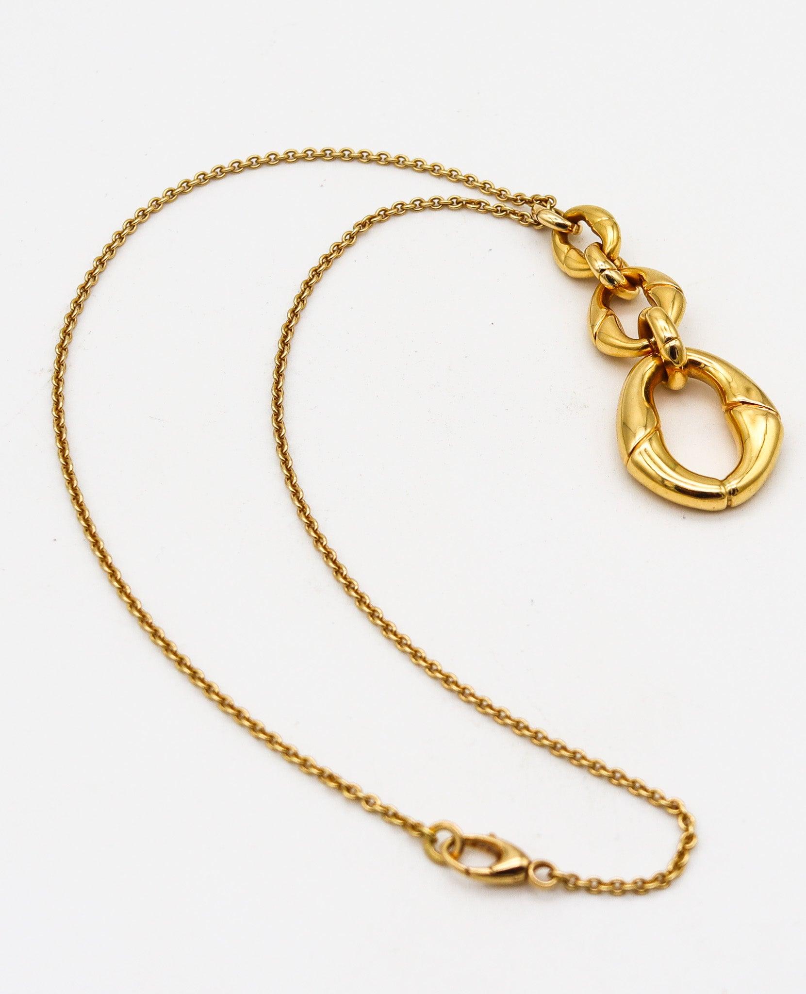 Modernista Collana-pendente con triplo morsetto a goccia GUCCI Milano in oro giallo 18Kt in vendita