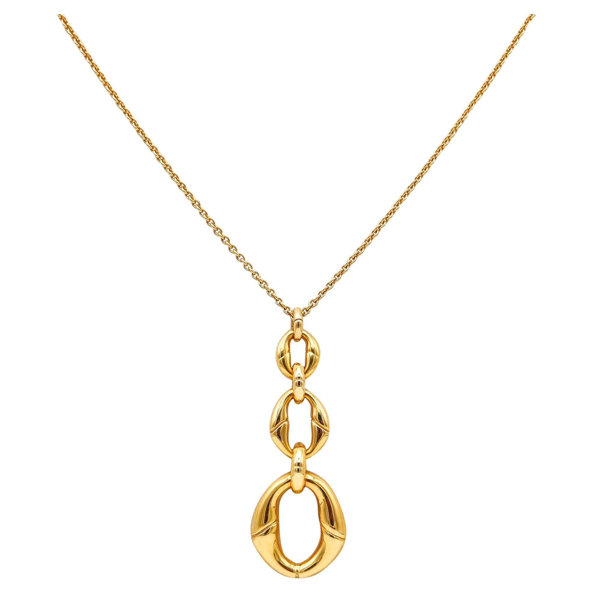 Collana-pendente con triplo morsetto a goccia GUCCI Milano in oro giallo 18Kt in vendita
