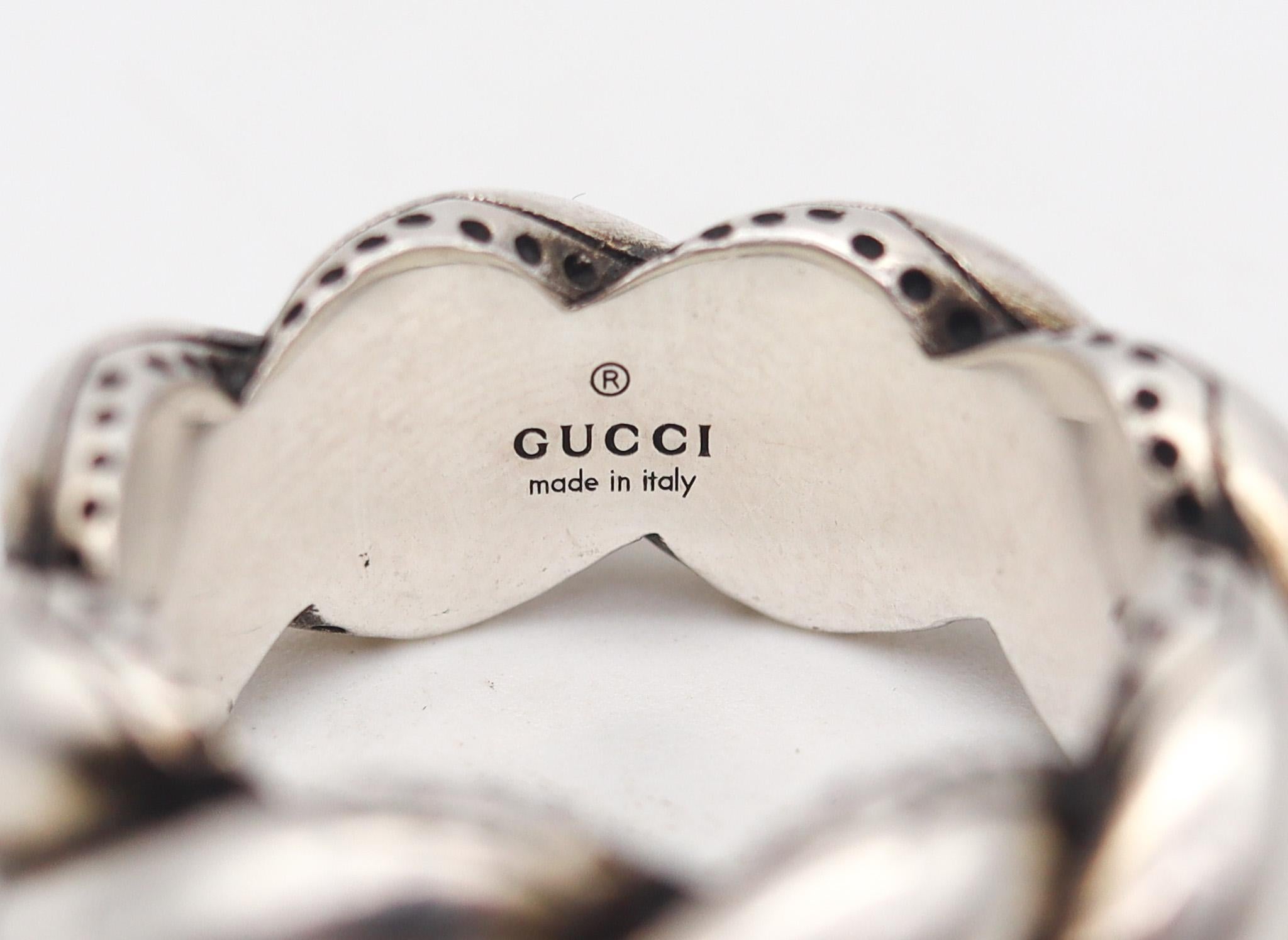 Neoclassical Gucci Milano Vintage Twisted San Marcos Band Ring In Solid .925 Sterling Silver