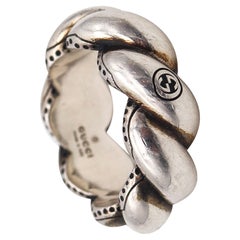 Gucci Milano Vintage gedrehter San Marcos Bandring aus massivem .925 Sterlingsilber, Vintage