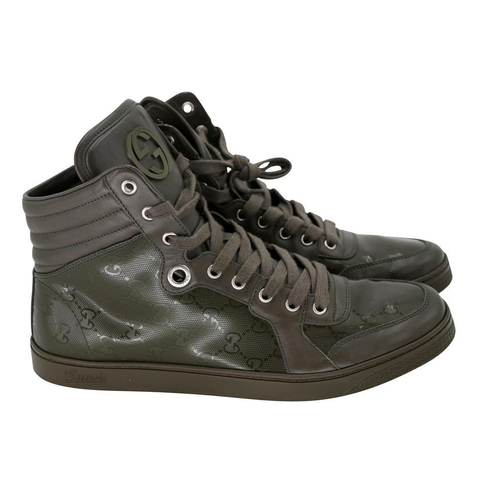 Black Gucci Military High Top GG 9.5 Monogram Sneakers GG-S0829-0002 For Sale