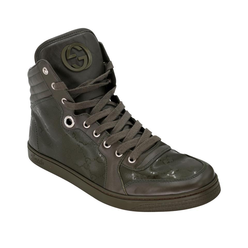 Gucci Military High Top GG 9.5 Monogram Sneakers GG-S0829-0002 In Good Condition For Sale In Downey, CA