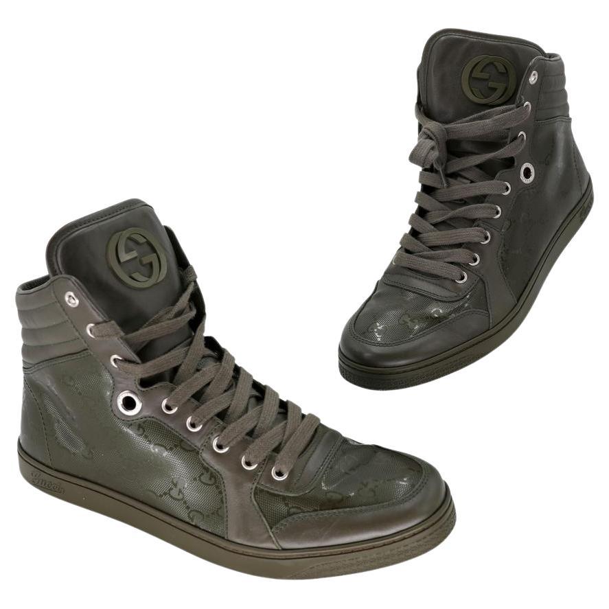 Gucci Military High Top GG 9.5 Monogram Sneakers GG-S0829-0002 For Sale